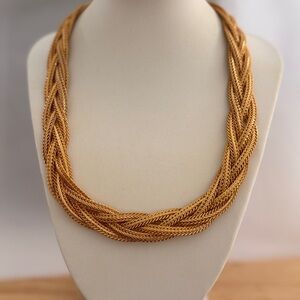 Elegant Gold- tone Braided Necklace